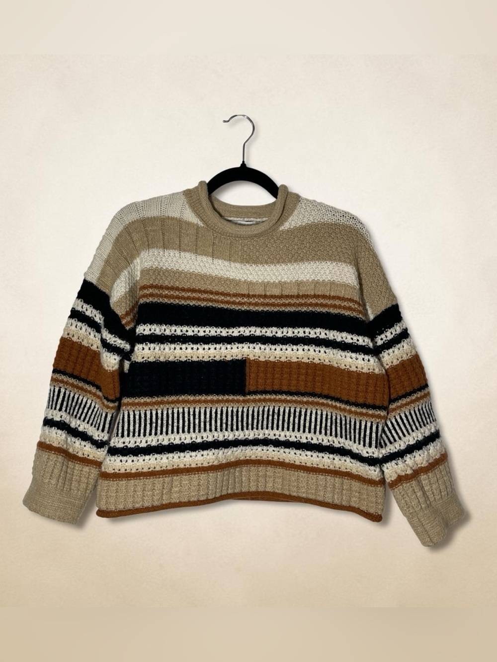 Apricot chunky Boho Sweater size Large